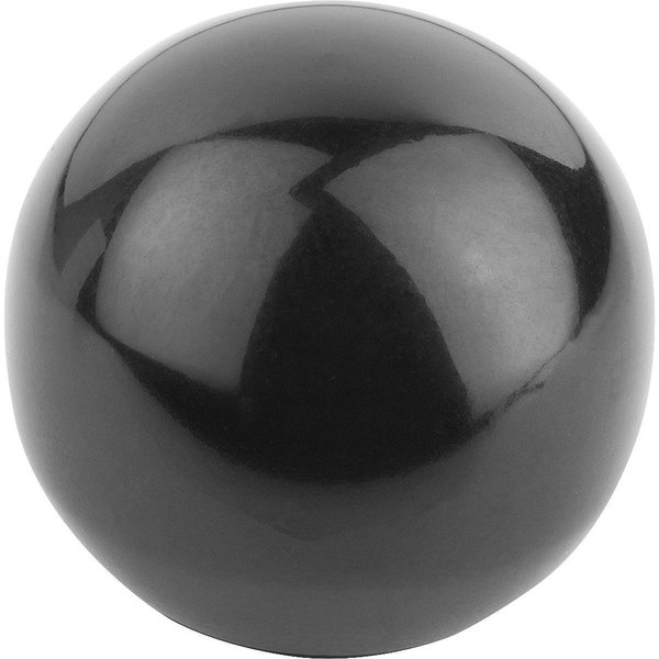Kipp Ball Knob Smooth Version DIN319 Extended, D1=16, D=M05, Form:C Thread, Thermoset Black K0159.11605